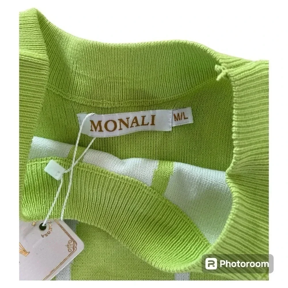 NWT Monali knit bodycon lime green dress size M/L - Picture 2 of 5